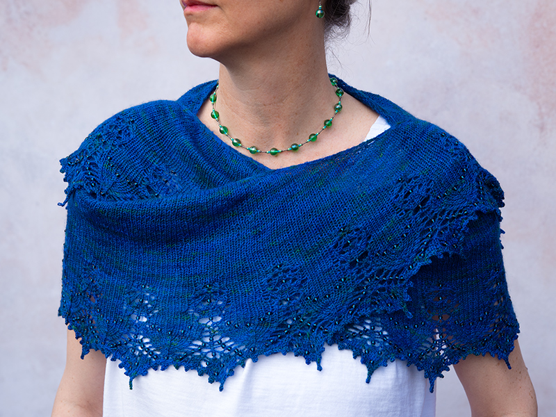 Beaded Yarn shawl on model