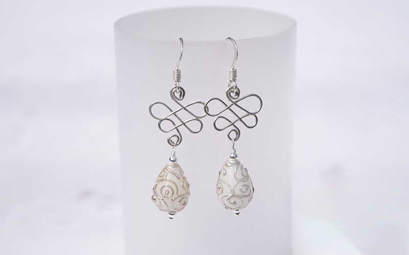 Spiral Drop Lamp work Earrings