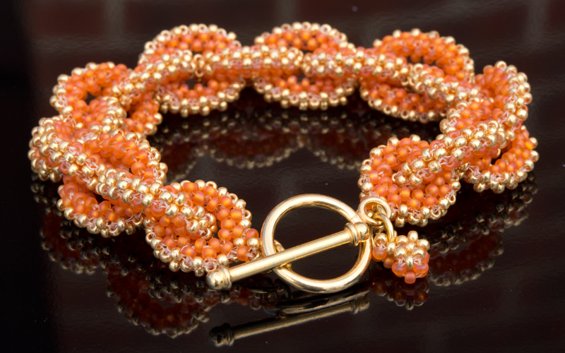 Golden Orange Bracelet Chain Bead Kit