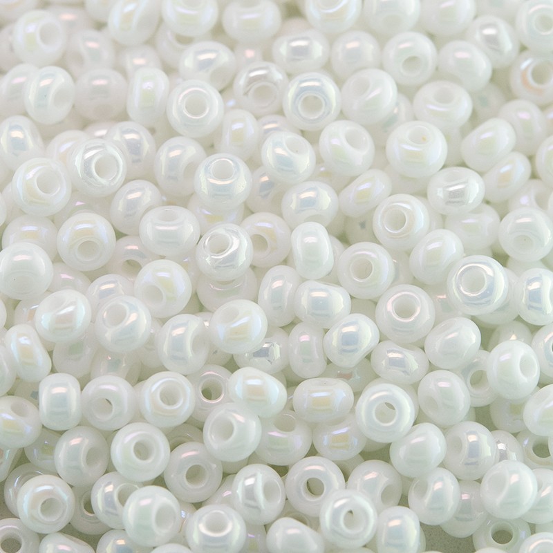 250pc Preciosa Czech Glass Opaque White #2 Rocaille Beads; 4mm; Large Hole 