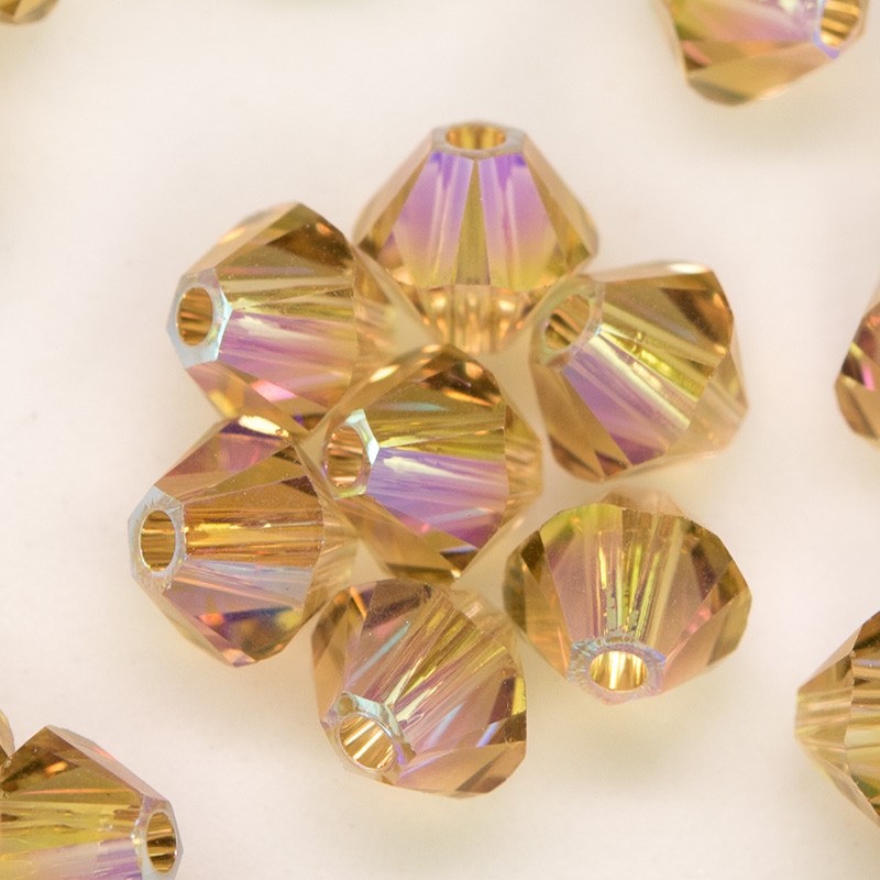 Swarovski 5328 Xilion Bead 4mm Light Colorado Topaz (246) Shimmer2 Bicone.