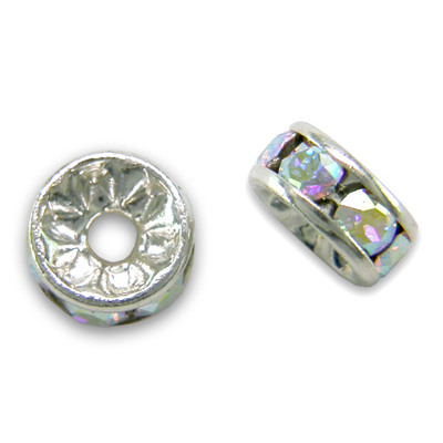 Premium quality 4/5mm rondelles with Swarovski crystal AB and a silver plated finish