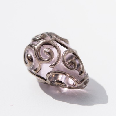 15x10mm Pale Pink Czech Glass Lampwork Bead Drop