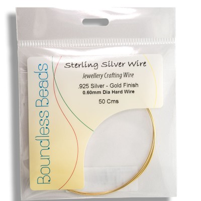 .925 Gold Finish Sterling Silver Hard Wire 0.6mm Dia - Retail system