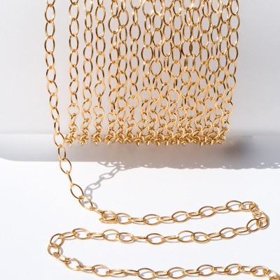 .925 Gold Finish Sterling Silver Trace Chain Oval 4x2.5mm Links