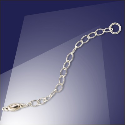 .925 Silver Extender Trace Chain Oval 4x2.5mm Links -60mm