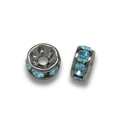 Aquamarine 4.5mm Black Plate Czech Crystal Rhinestone Rondelles