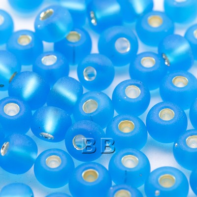 Aquamarine matt silver lined size 5/0 seed beads- Retail system