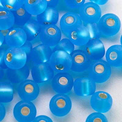 Aquamarine matt silver lined size 5/0 seed beads- Retail system