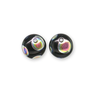 Black 6mm Peacock glass bead drop