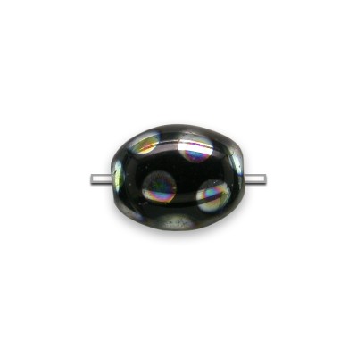 Black Peacock Beetle 7x9mm Pressed Czech Glass Bead - Retail system