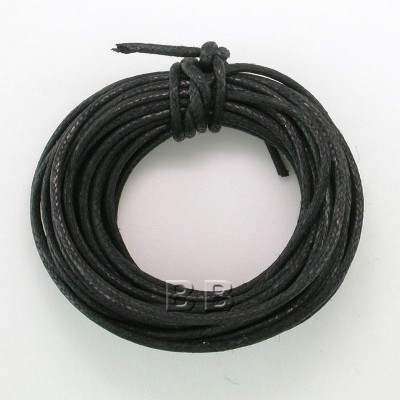 Black Polished Cotton Cord 1.00mm Dia