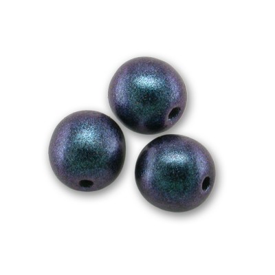 Bluberry iridescent metallic blue with a pink/violet shimmer 6mm round Czech glass druk beads - Retail system