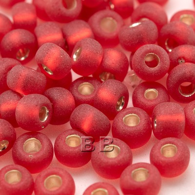 Cherry Red matt silver lined size 5/0 -seed beads- Retail system