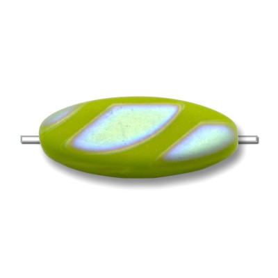 Citronelle Peacock matt 15x6mm Oval Glass Pressed Czech Bead - Retail system