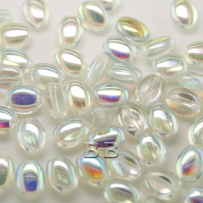 Clear Rainbow  Beetle 7x9mm Pressed Czech Glass Bead - Retail system
