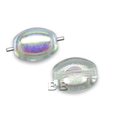 Clear Rainbow  Beetle 7x9mm Pressed Czech Glass Bead - Retail system