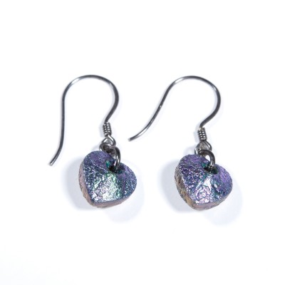 Cosmos Heart Earrings - Sterling Silver (black finish) components.