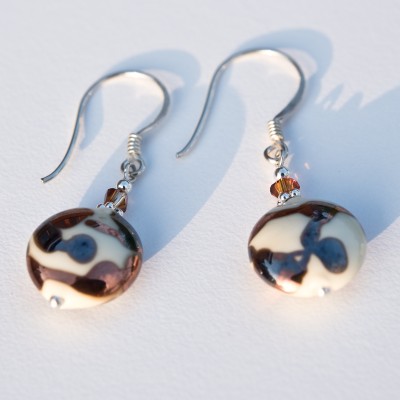 Cream Disc Bead Earrings