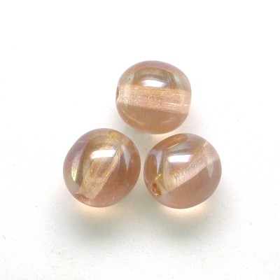 Cream Pink 6mm round Czech glass druk beads - Retail system