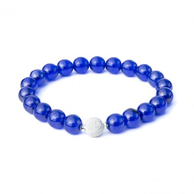 Deep Blue 8mm Glass Bead Bracelet