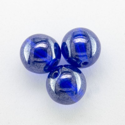 Deep Blue 8mm round Czech glass druk beads