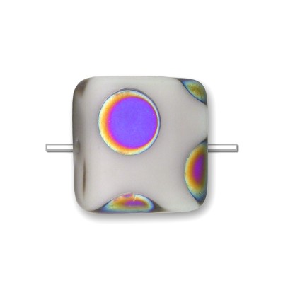 Dove Grey Peacock Matt 10x10mm Square pressed glass bead