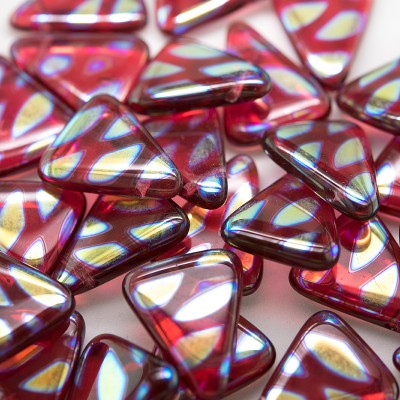 Fuchsia Peacock Triangle 15x19mm Pressed Glass bead - Retail system