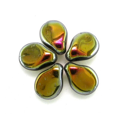 Full Coated Metallic Golden Fuchsia 5x7mm Czech Glass Pips