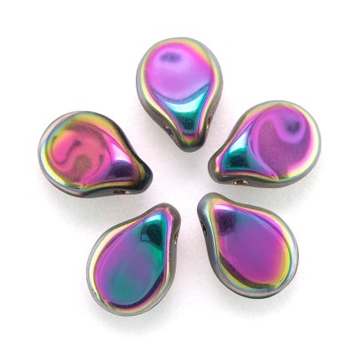 Full Coated Metallic Orchid Green 5x7mm Czech Glass Pips