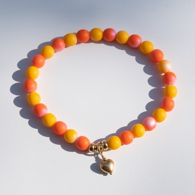 Golden Heart Bead Bracelet – Sterling Silver (gold finish) components.