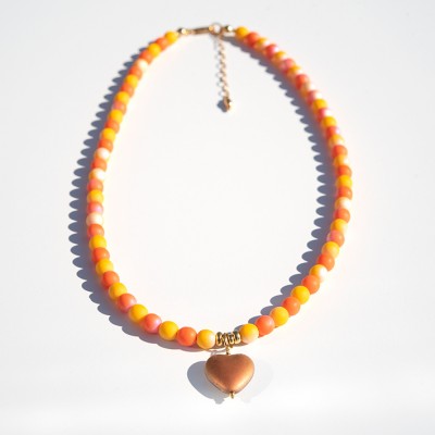 Golden Heart Bead Necklace – Sterling Silver (gold finish) components.