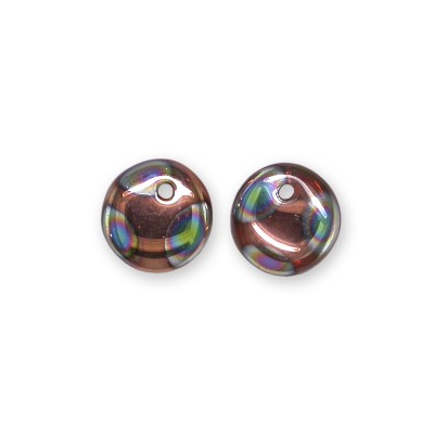 Half Coated Copper 6mm Peacock glass drop bead