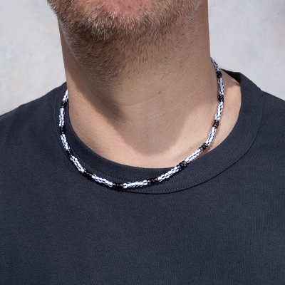 Harbour – Traditional blue striped bead - Czech Glass Bead Necklace.