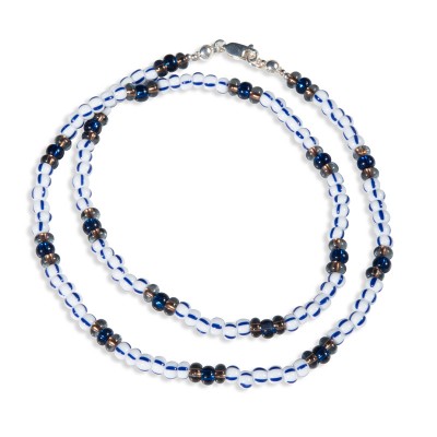 Harbour – Traditional blue striped bead - Czech Glass Bead Necklace.