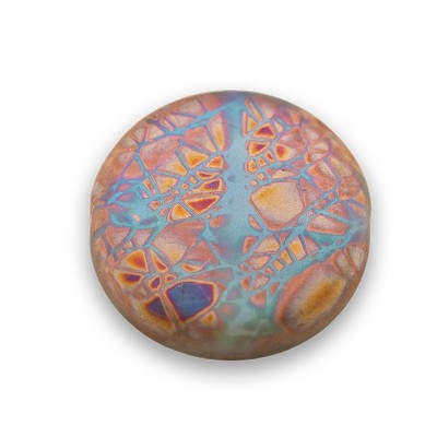 Iridescent Batik Peacock Disc 17mm Pressed Czech Glass Bead