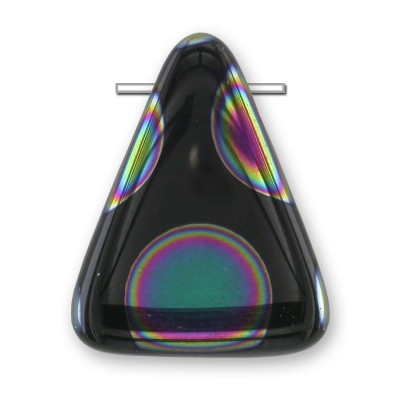 Jet Peacock Triangle 15x19mm  Pressed Glass Bead - Retail system
