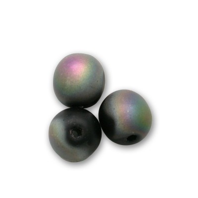 Jet Vitrail matt 6mm round Czech glass druk beads