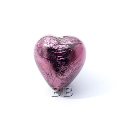 Light Amethyst Heart 12mm Silver Foil Czech glass Lampwork Bead