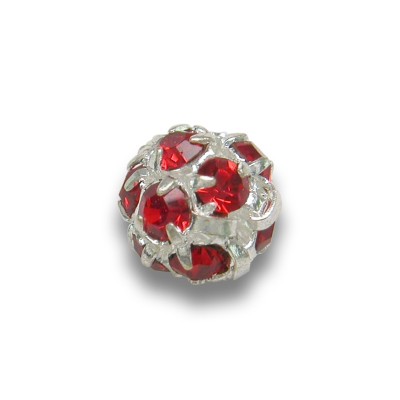 Light Siam 6.0mm Silver Plated Czech Crystal Rhinestone Ball