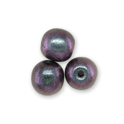 Lilac-blu two-tone metallic 6mm round Czech glass druk beads