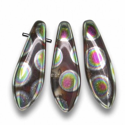 Mixed Shades Dark Topaz 5x16mm dagger bead with Peacock Spots