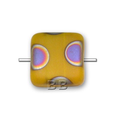 Ochre Peacock Matt 10x10mm Square glass bead - Retail system