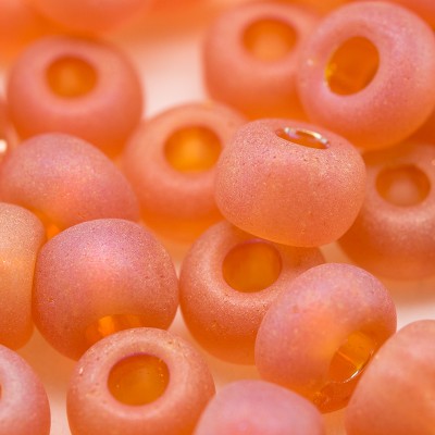 Orange glass, matt and rainbow, size 32/0 seed beads - Retail system