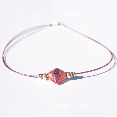 Passion Pink Artisan Glass bead Necklace
