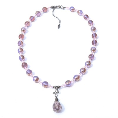 Pink Artisan Glass Drop Necklace