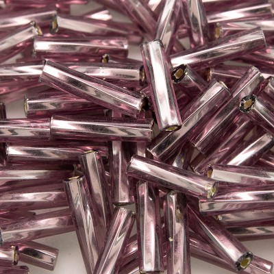 Preciosa 9mm bugle bead Light Amethyst silver lined (inside twisted, smooth on the outside)