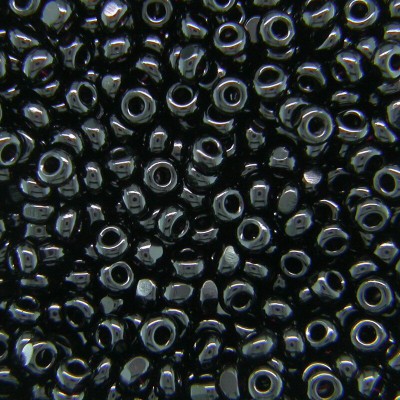 Preciosa Czech glass CHARLOTTE seed bead 13/0 Jet opaque.