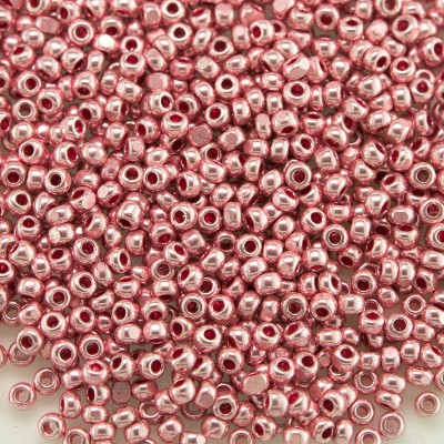 Preciosa Czech glass charlotte seed bead, size 13/0 Pink Metallic