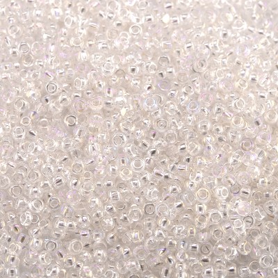 Preciosa Czech glass CHARLOTTE seed bead, size 15/0 Clear Iris rainbow coated